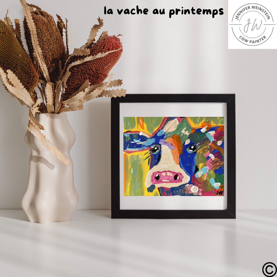 la vache au printemps | 5"w x 7"h flat card print with envelope