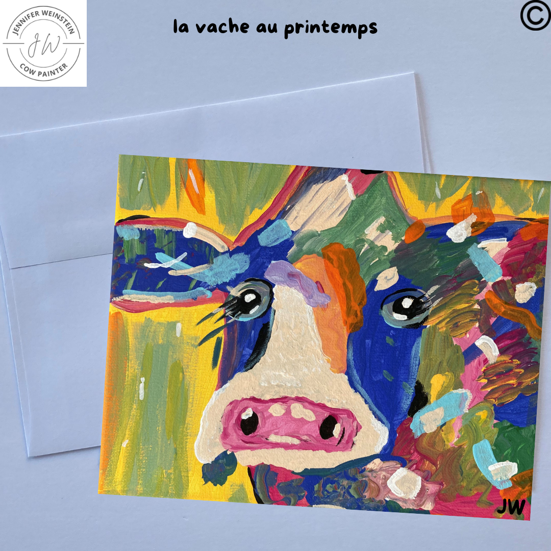 la vache au printemps | 5"w x 7"h flat card print with envelope